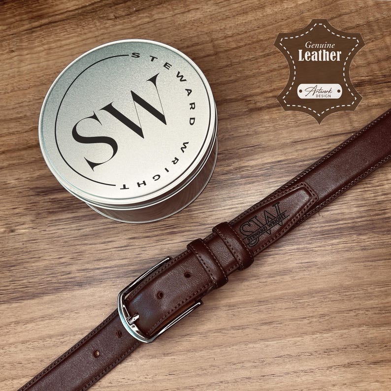 Personalized Birthday Gift for Men / Monogrammed Genuine Leather Belt + Engraved Box / Gift for Man / Gift for Boyfriend / Husband Gift