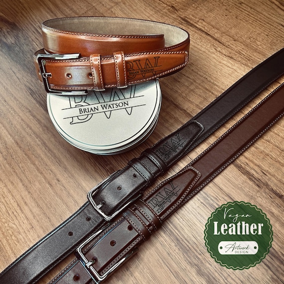 Vegan Leather Mens Belt, Groomsman Gift, Best Man Gift, Usher