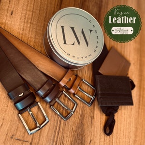 PERSONALISIERT Geschenk für Freund Veganer Ledergürtel Personalisierter Ledergürtel mit Gravur Geschenk für Ihn Bild 1