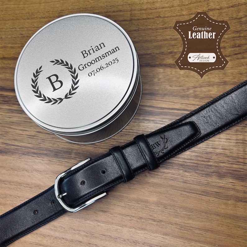 Personalized Birthday Gift for Men / Monogrammed Genuine Leather Belt + Engraved Box / Gift for Man / Gift for Boyfriend / Husband Gift