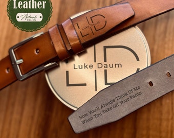 Personalised Groomsman Gift, Best Man, Usher Gift with Box - Engraved Vegan Leather Mens Belt - Custom Handmade Belt - Father's Day Gift