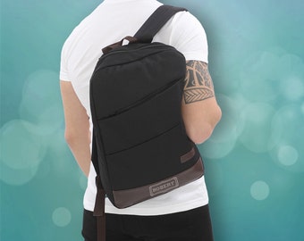 Personalized Canvas Laptop Backpack - 16" Travel Shoulder Bag, Waterproof Rucksack, Daypack