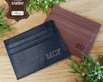 Personalized Leather Card Holder / Slim Pocket Wallet / Useful Men's Wallet