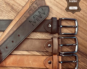 Personalized Genuine Leather Belt for Anniversary - Handcrafted Men’s Present - Birthday Gift for Husband, Boyfriend