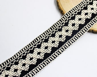 60mm(2,3 inch)Black-white ribbon/Decorative craft ribbon/Black-white woven/White ribbon/Decorative craft trim/Black trimming/Sewing strip