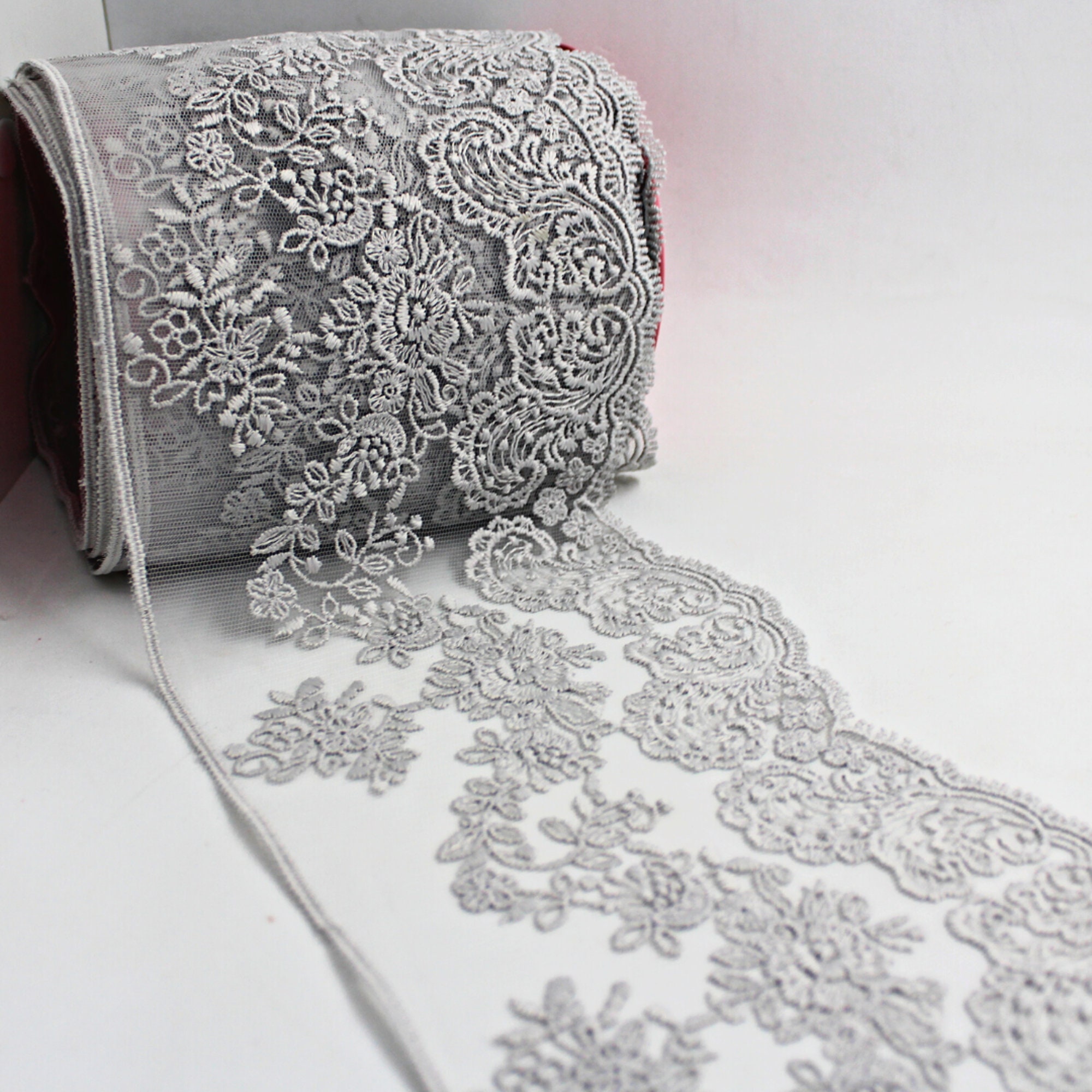 140mm Gray Lace Trim/5,5 Inch Lace Fabric/tulle Lace/embroidered Lace