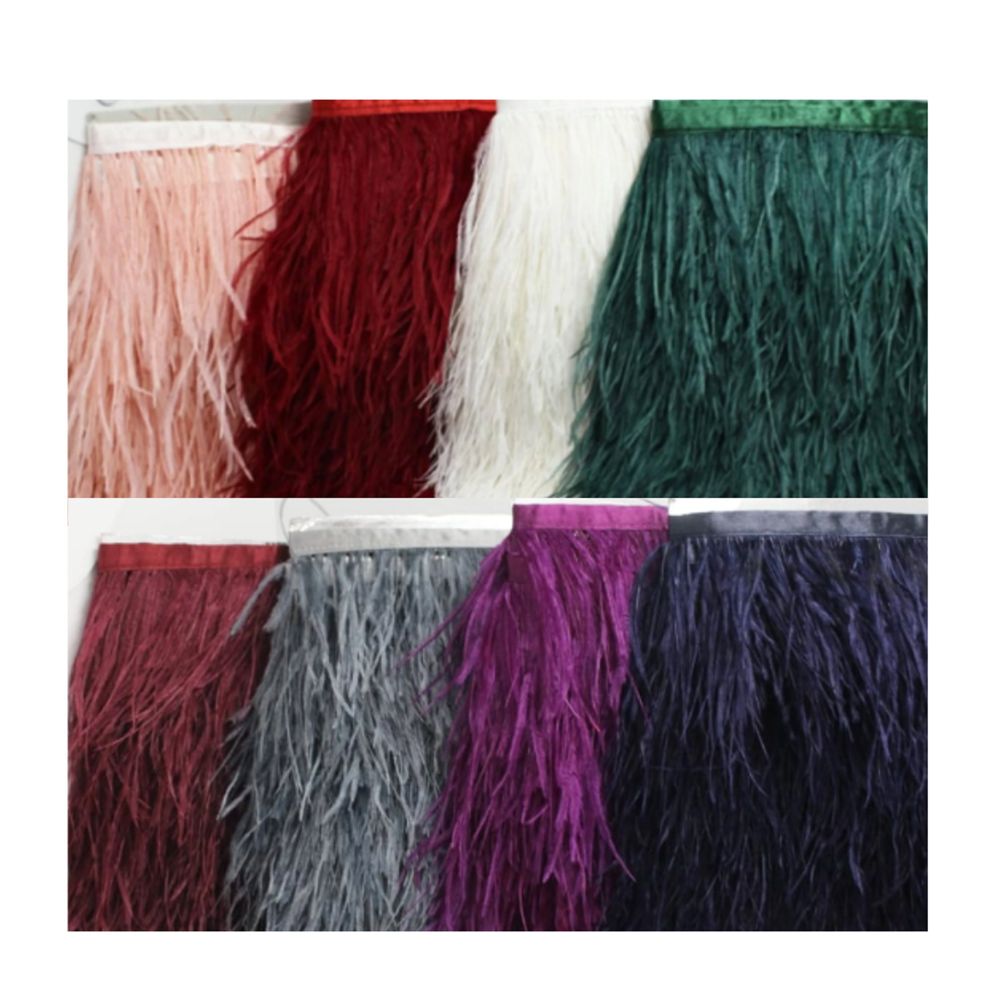 Burgundy ostrich feather fringe - Lace To Love