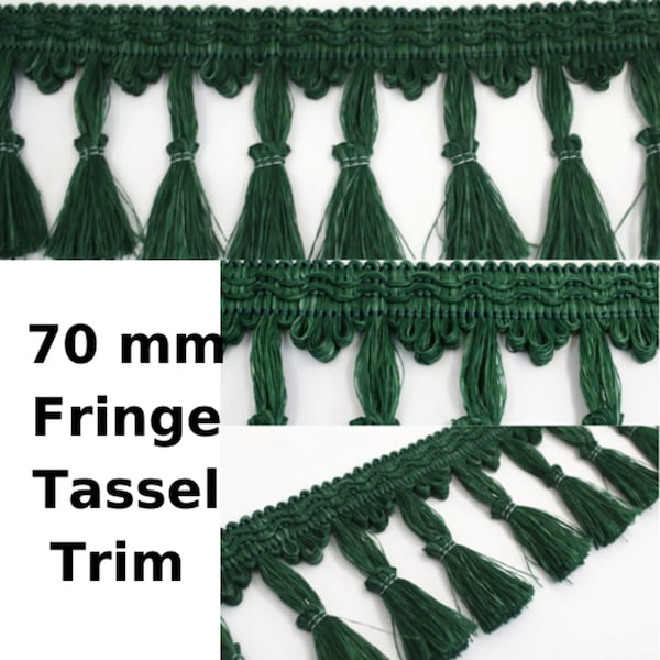 70mm(2,7 inch)Fringe Trim for Curtain Tablecloth Home Decoration/Bobble Ribbon/Tassel Fringing Trimmings/Green tassel trim/Fringe lamp shade