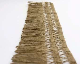 100% natural Jute Fringe/100 mm tassel trim/Wide fringe trim/Bohemian fringe/Tassel trim/Lace trim//Jute trim/Clothing accessories supply