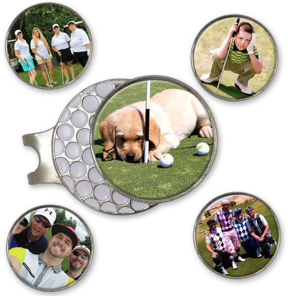 Golf Ball Marker Hat Clip with Personalized Photo Image 1 inch Ball Marker Made in USA