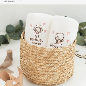 Custom Kids Birthday Towel Personalized Embroidered Towels with Kids Name Hand Towel Custom Children Birthday Custom Girls&#39; Gift for Mum