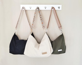 Bolso bandolera de pana personalizado con correa bohemia, bolso de hombro vintage personalizado con correa ajustable, bolso de mano para damas de honor, bolso bandolera espacioso