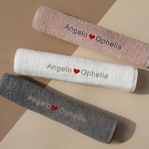 Custom Valentine&#39;s Day Gift Couple Names Hand Towel Personalized Embroidered Towels with Name Custom Gym Towel Bridesmaids Gift Wedding Gift