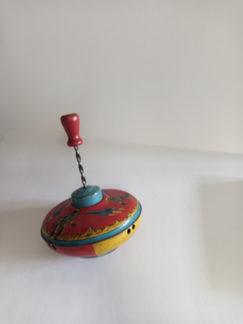 Vintage 1950s Tin Spinning Top Toy With Rockets & Spacemen Etsy