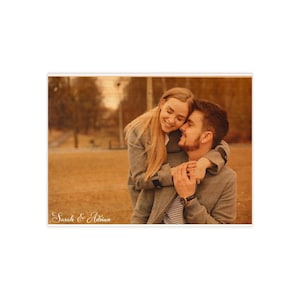 Azulejo de cerámica con foto personalizada / Retrato de pareja personalizado, nombre en letra cursiva