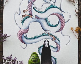 Spirits Fine Art Print, Spirited Away Art, Studio Ghibli Painting, Fan Art