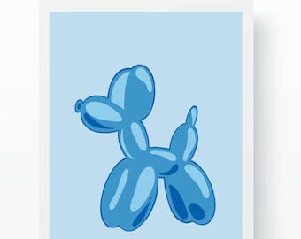 Blue Preppy Balloon Dog Print | Preppy Wall Art | Blue Preppy Wall Art