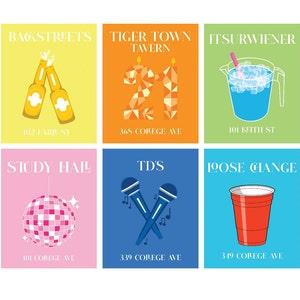 Downtown Clemson Bar Prints Pack | Preppy Clemson Prints
