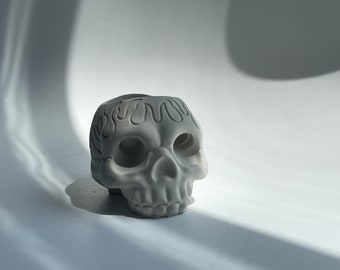 Skull Concrete Candle Holder | Home Decor | Candlestick Holder | Halloween Decor