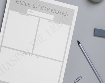 Minimalist Bible Study Notes, Printable PDF, Bible Study Template