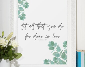 Arte imprimible en versículos de la Biblia, Arte digital de las Escrituras, 1 Corintios 16:14