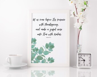 Arte de pared de versículos bíblicos imprimibles, Arte digital de las Escrituras, Salmos 95:2