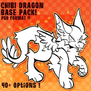 Chibi Feral Dragon / Dutch Angel Dragon Fursona Furry Adoptable Puzzle Base Pack !