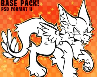 Chibi Feral Dragon / Dutch Angel Dragon Fursona Furry Adoptable Puzzle Base Pack !