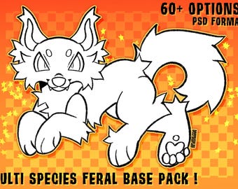 Mixed Species Feral Fursona Furry Adoptable Puzzle Base Pack !