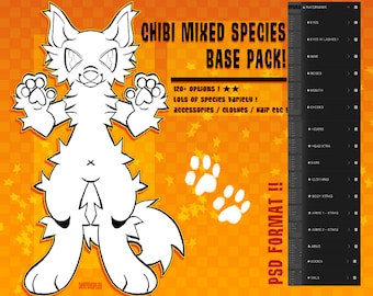 Chibi Mixed Species Fursona Furry Adoptable Puzzle Base Pack ! - Etsy