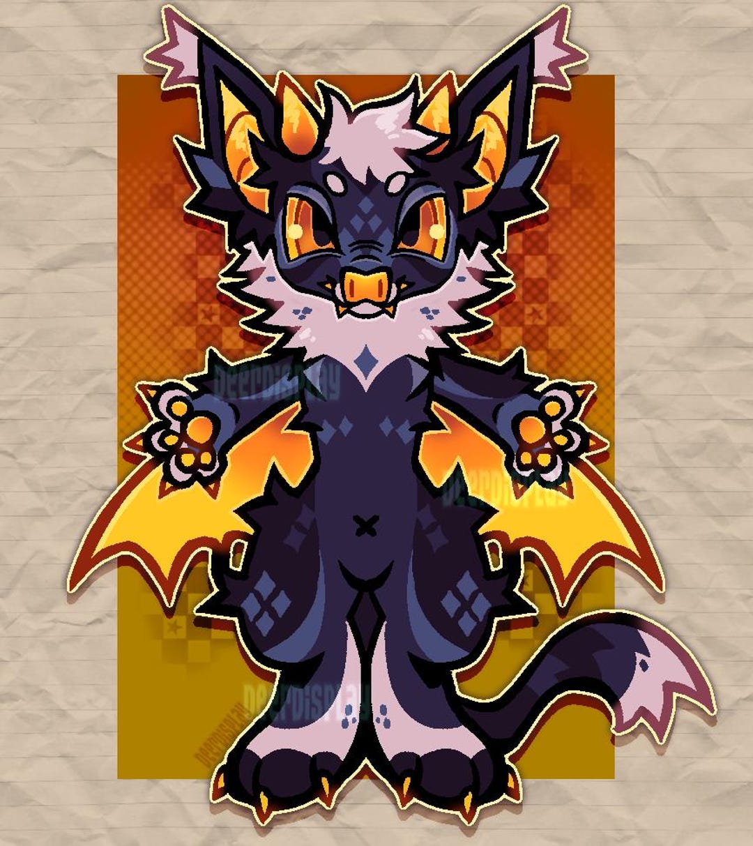 Electric Punk Dark Chibi Bat Demon Hybrid Furry Fursona OC Adoptable ...