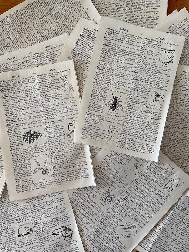 Illustrated 50 pack Vintage Dictionary Pages