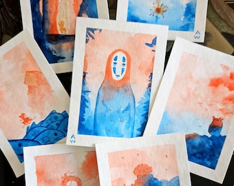 Collection Ghibli Duochrome - Miniatures Aquarelle faites à la main - A collectionner ou offrir - ACEO