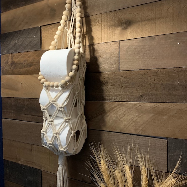 Macrame toilet paper storage/ Boho bathroom decor/ macrame roll holder/ Gifts.