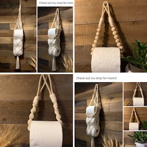Paper Holder Wooden Beads-Boho Decor-Toilet Paper Towel holder - toilet Paper Storage, macrame roll Holder. gifts