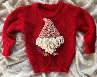 Christmas embroidery sweater/ baby sweater/ Christmas gift/chunky knit sweater/