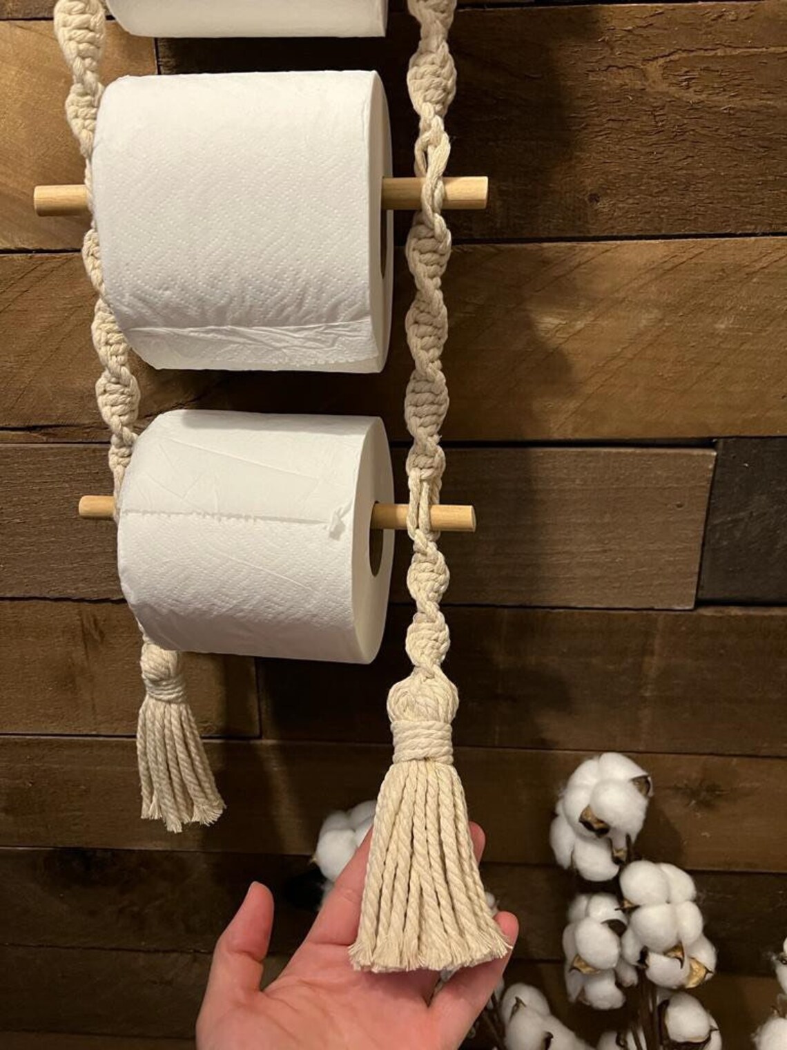Macrame Toilet Paper Holder/ Boho Decor/handmade Paper or Towel Hanger