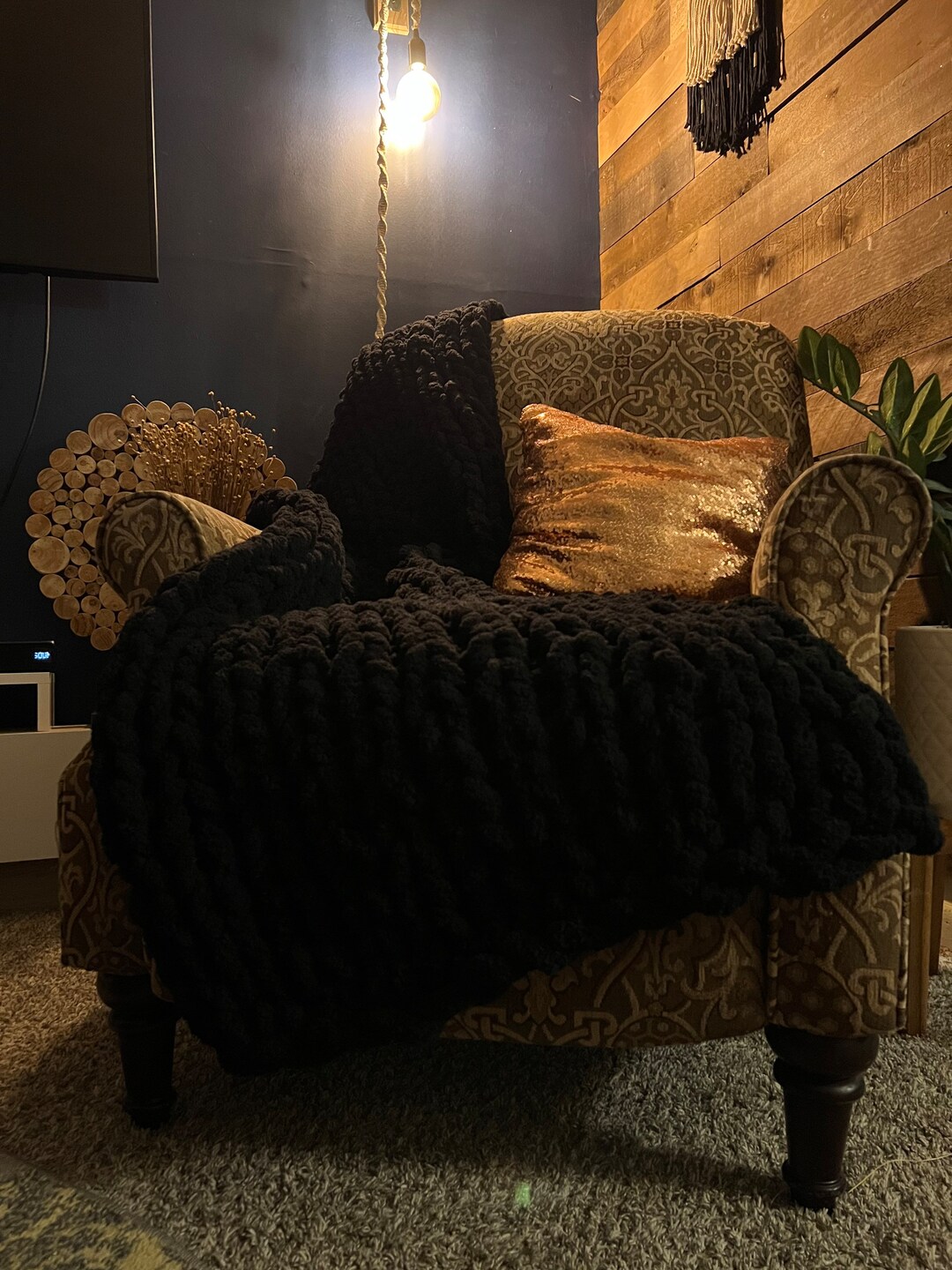 Chunky Knit Blanket/throw/ Living Room Decor/ Room Etsy