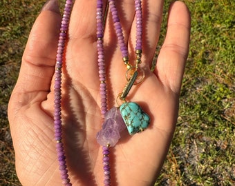 Collar de fosfosiderita / Collar de piedra preciosa morada / Collar de piedra morada / Fosfosiderita facetada