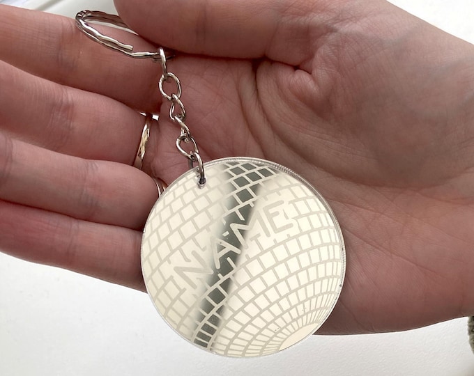 Disco Ball Keyring - Personalised with any Name or Text