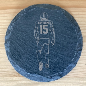 Personalised Slate American Football Coaster - Any Name and Number