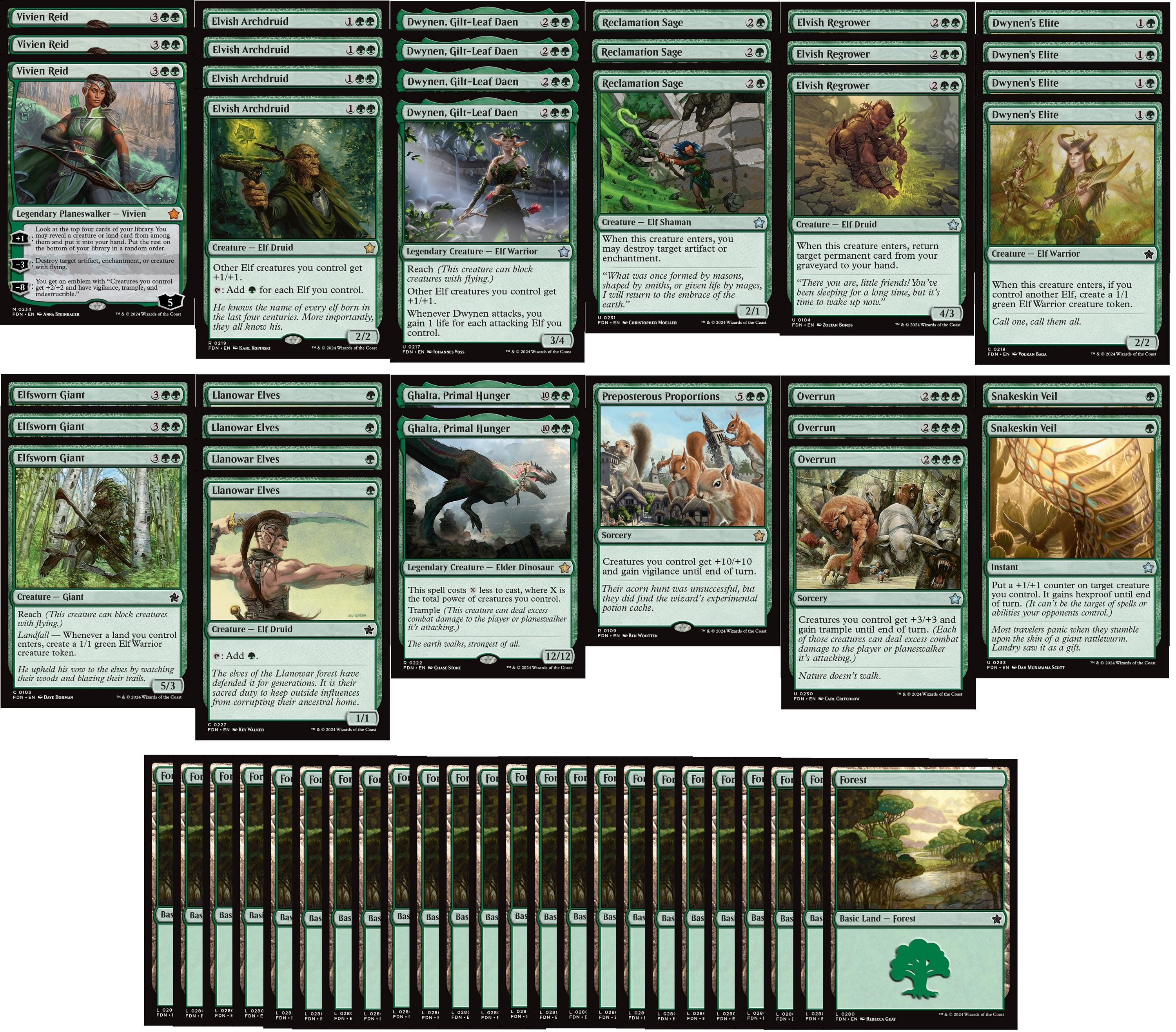 Elite Mono Green Elf Deck - Sehr mächtig - Moderner Pionier - 60 Karte MTG!!!