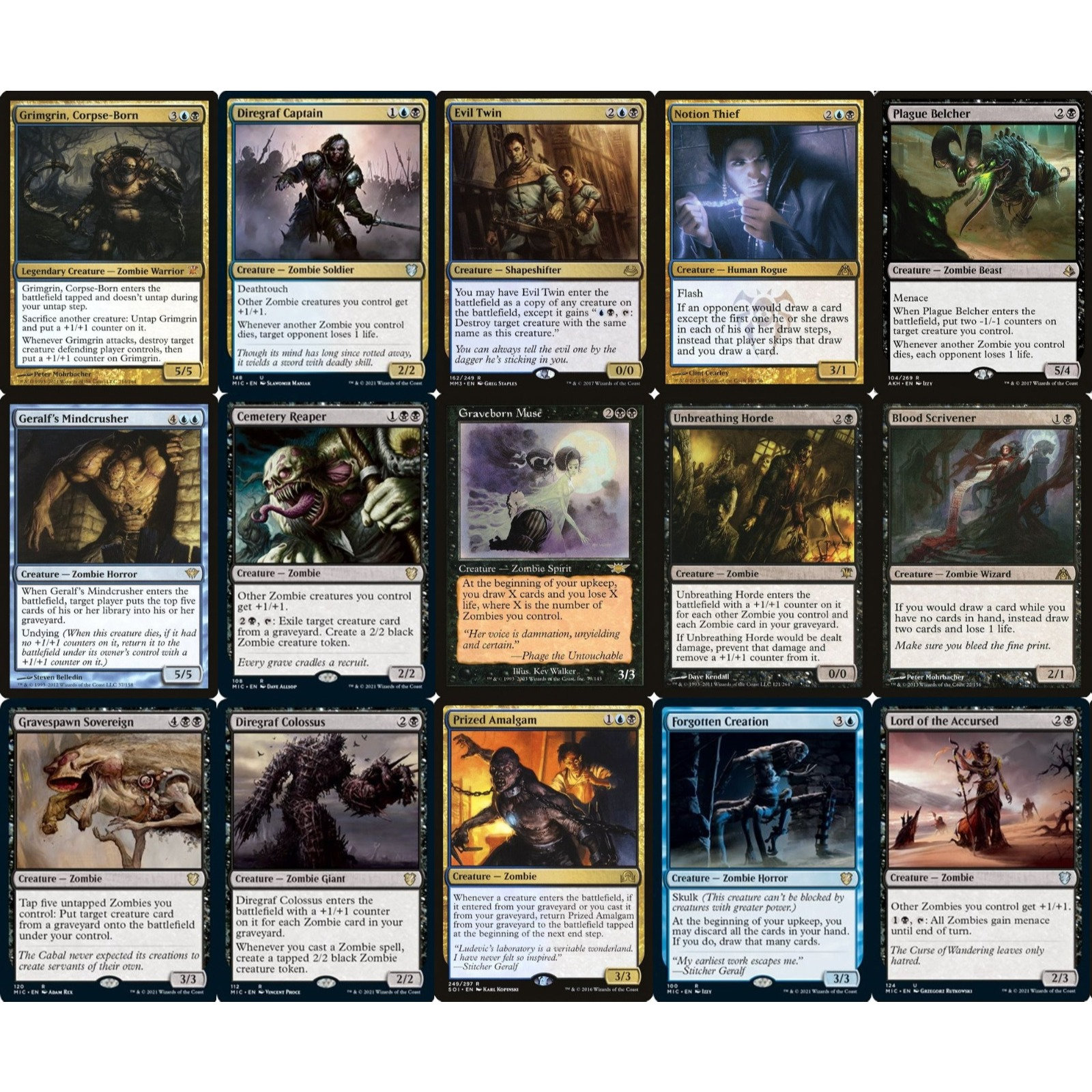 ELITE Commander Zombie Deck - EDH - Grimgrin - 100 Card - MTG