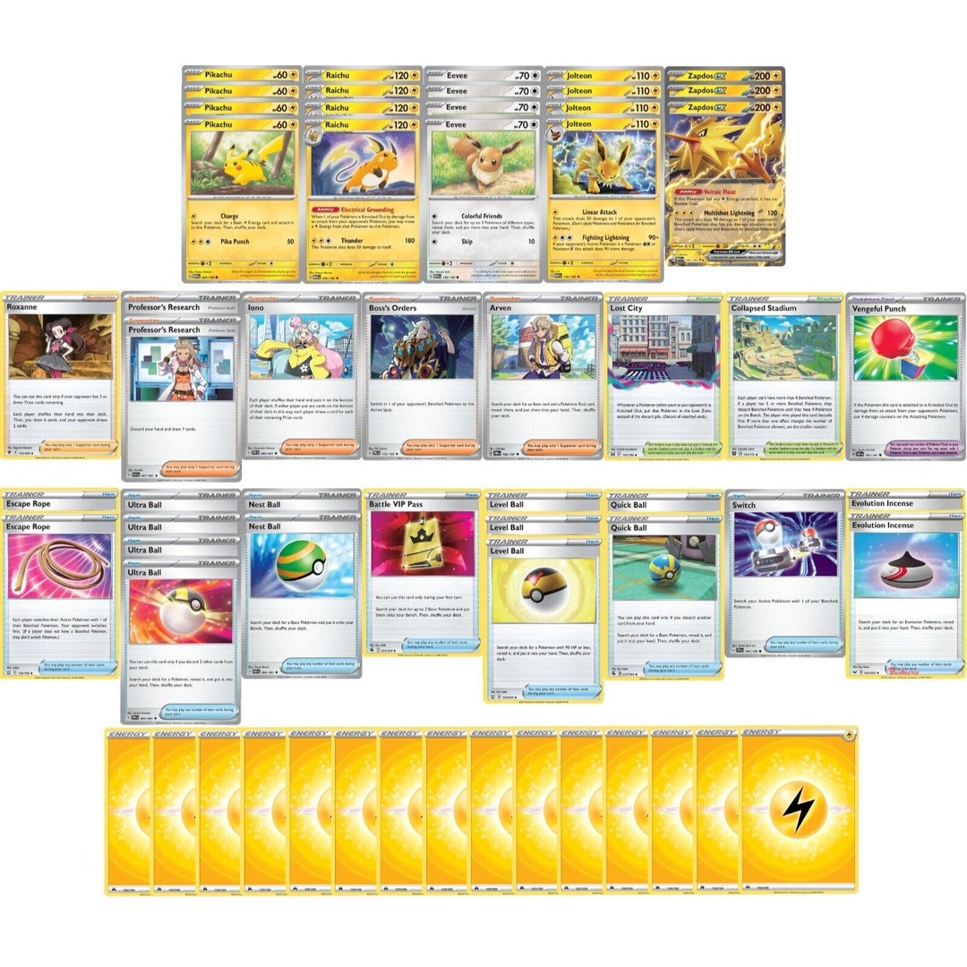 Elite Lightning Pokemon Deck - Pikachu Raichu - Original 151 - Powerful- 60  Card - Etsy