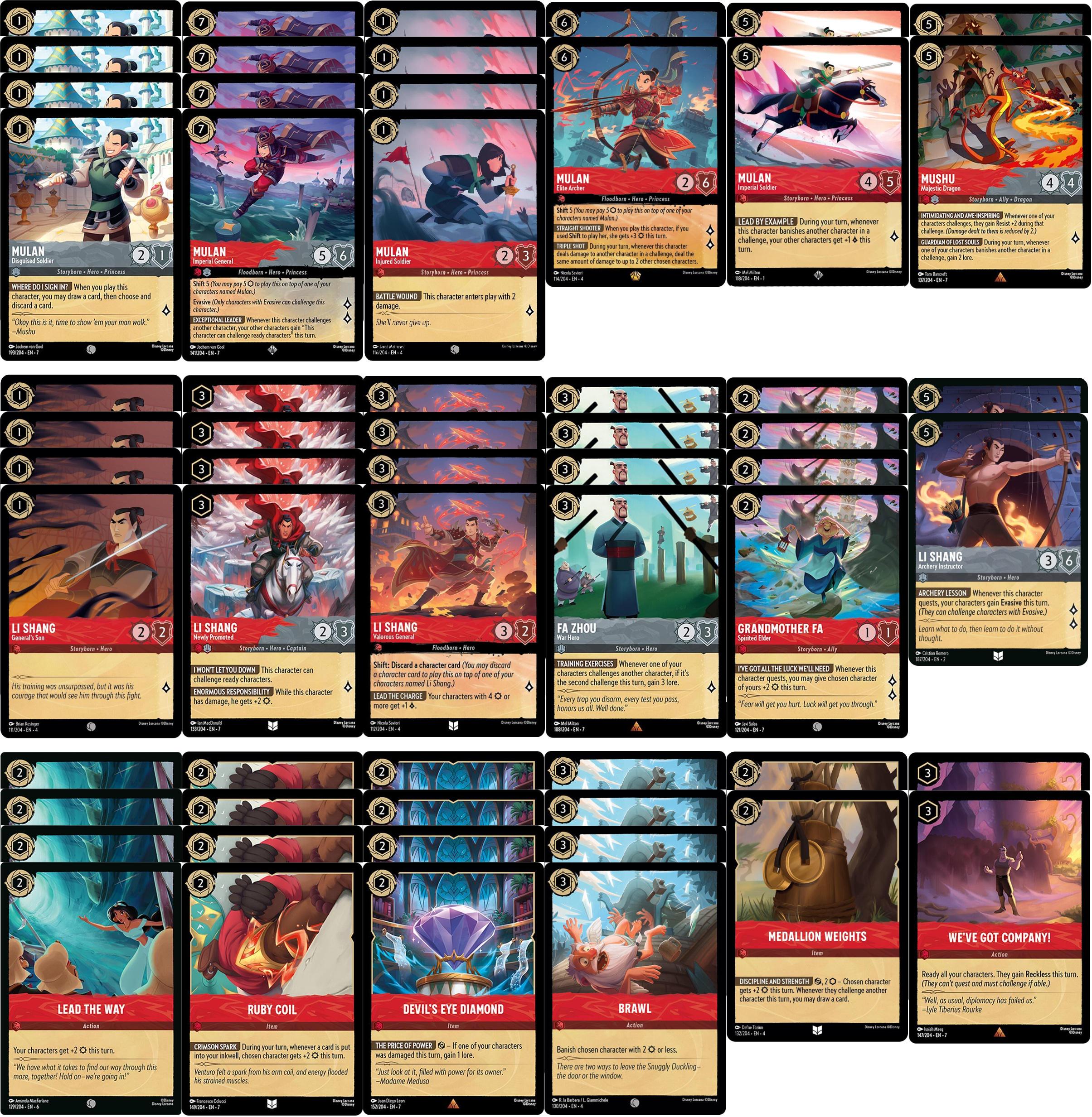 Mulan Disney Lorcana Deck - Custom Built - Powerful - 60 Card!!!