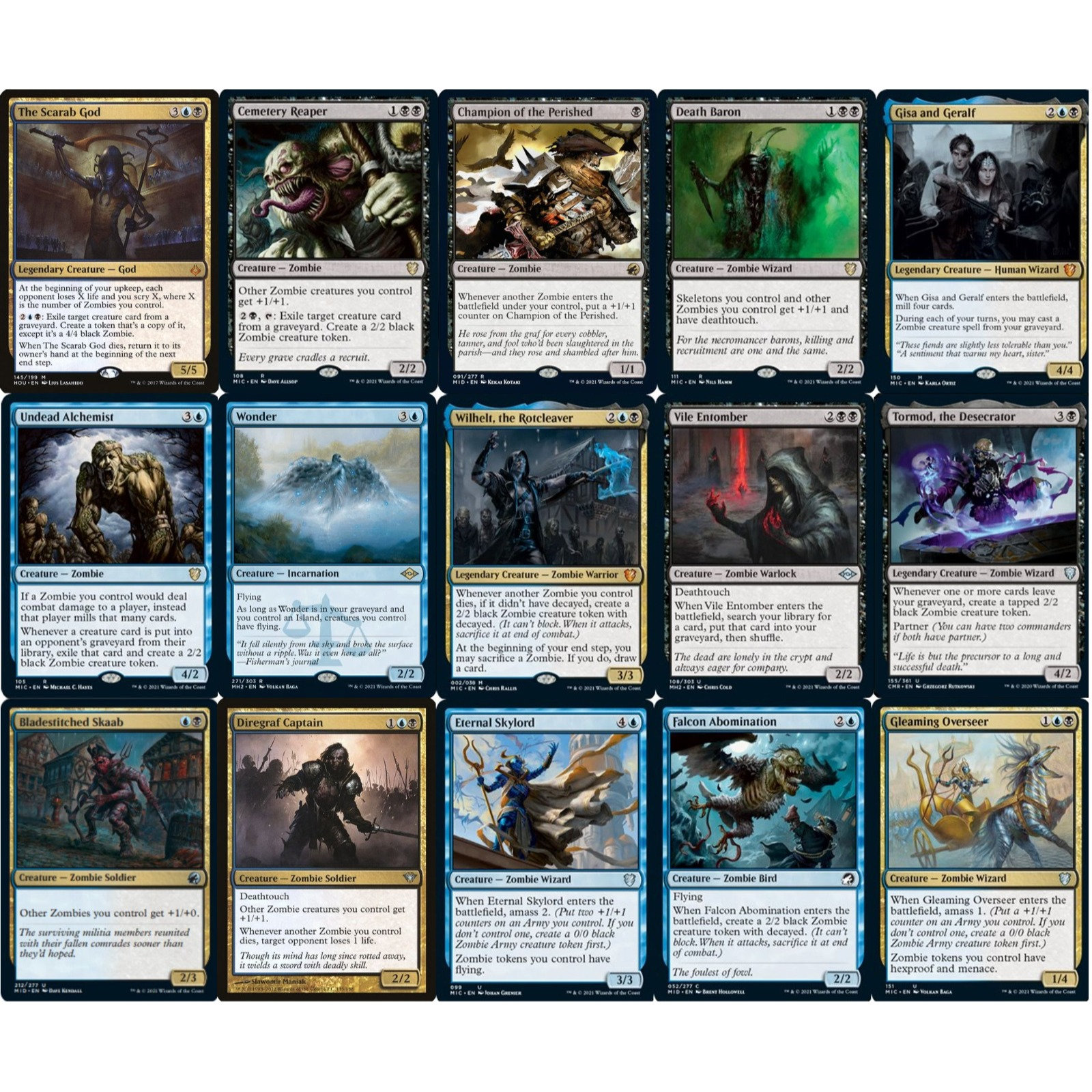 mtg blue black zombie commander deck Elite Commander Zombie Deck - Blue Black - Very Strong - EDH - 100 Card - MTG!!