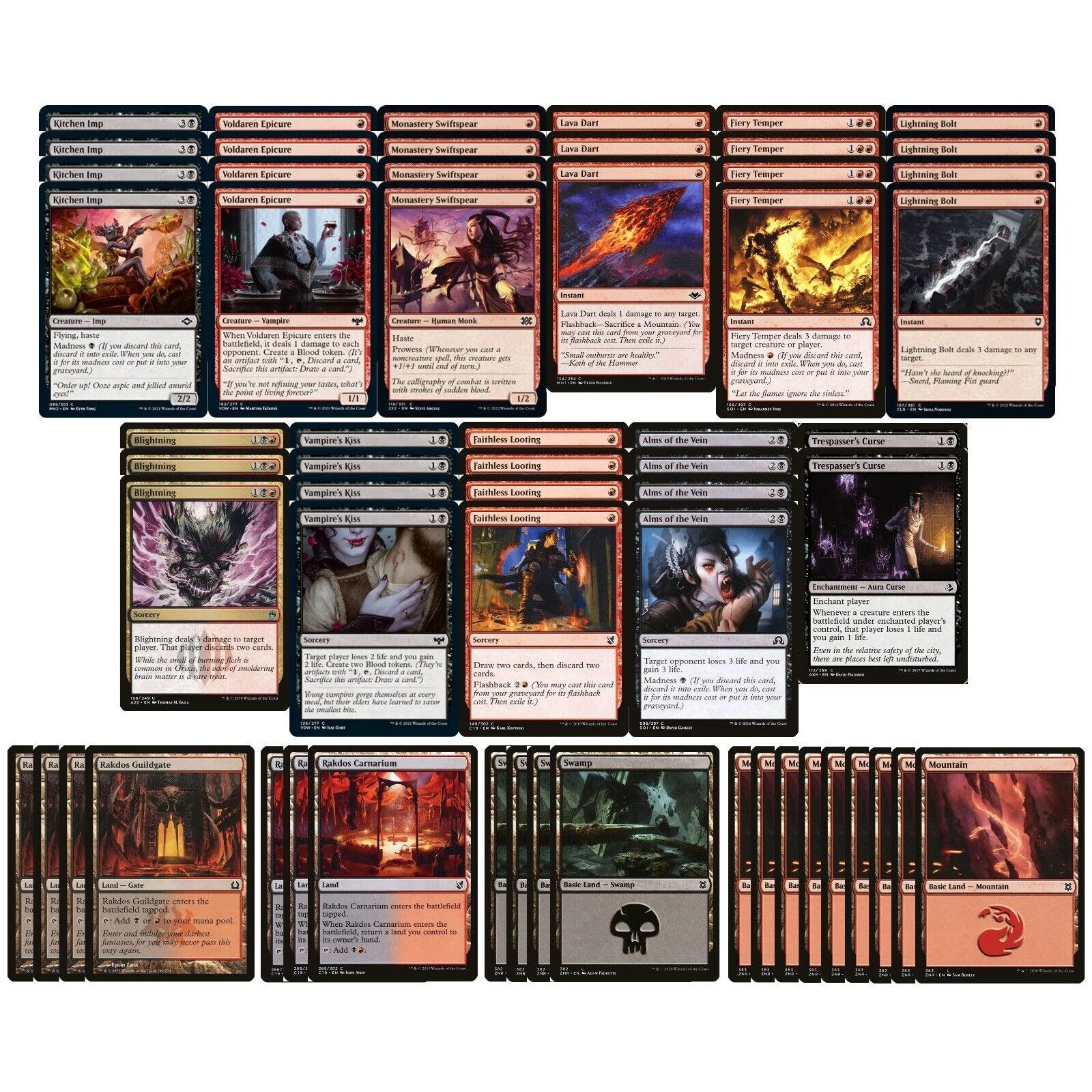 Tier 1 Rakdos Madness Pauper Deck - Red Black - Very Powerful - 60 Card MTG!!!