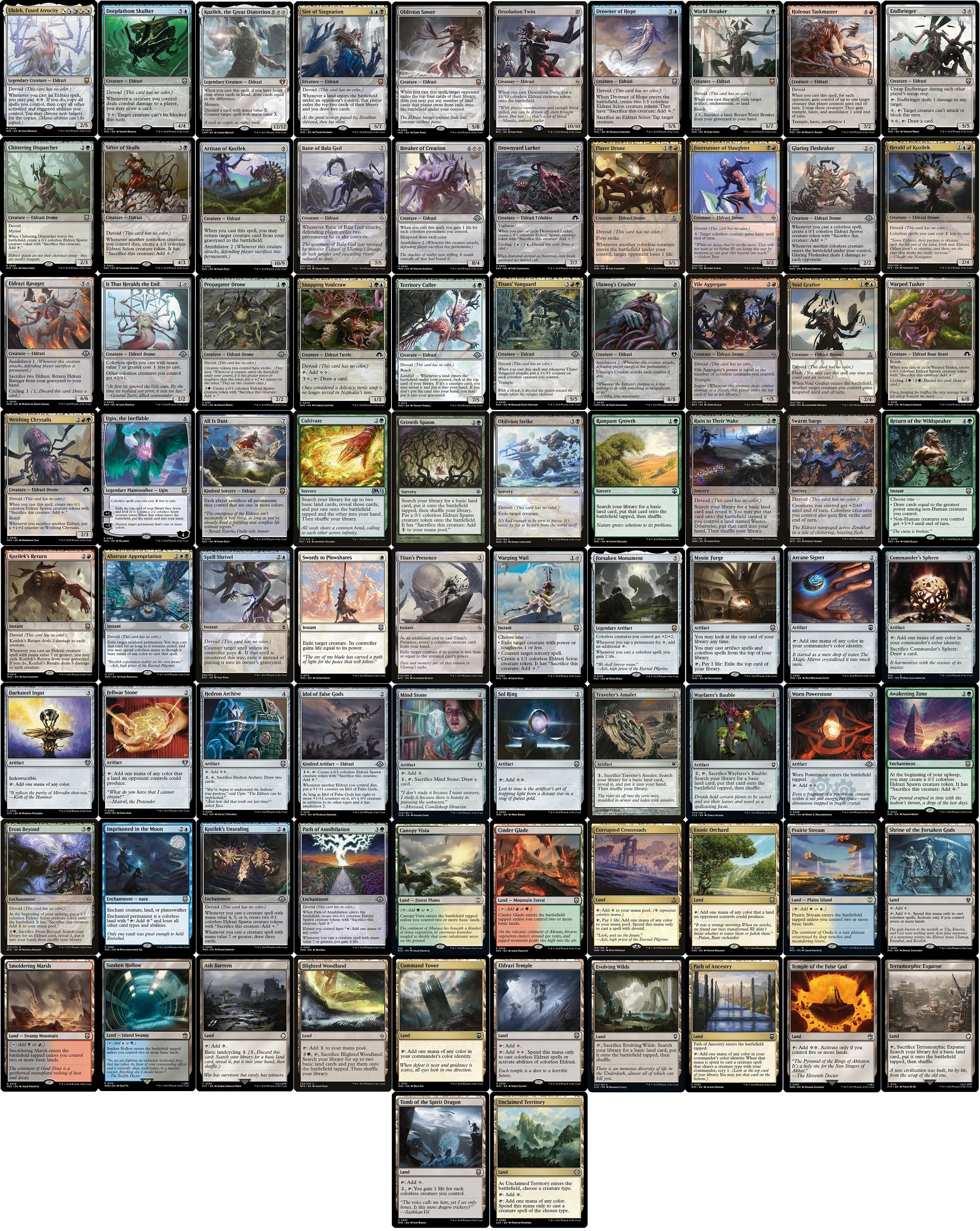 Elite Commander 5 Color Eldrazi Deck - Ulalek - Strong - EDH - 100