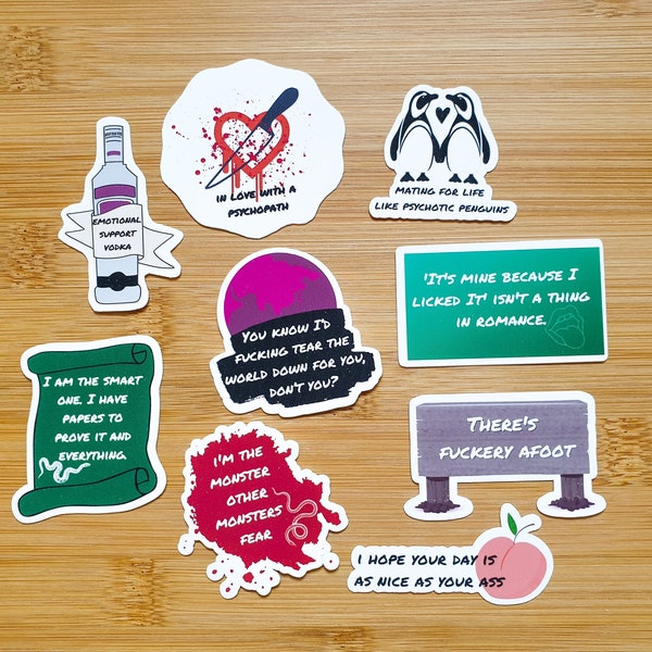 Onley James Unhinged, Psycho and Moonstruck Stickers | Matte Vinyl Stickers inspired by Onley James' MM Romance Series Necessary Evils