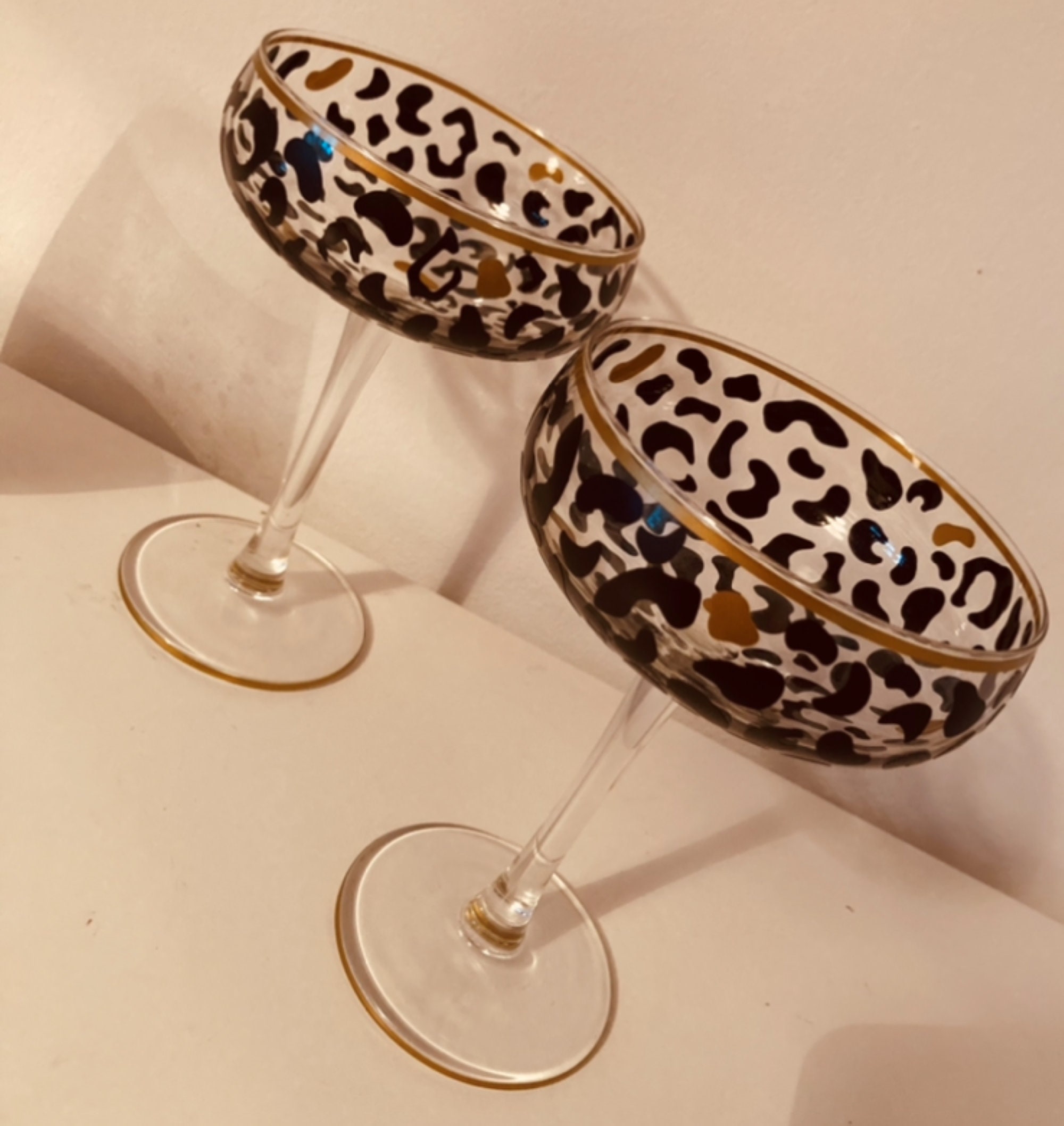 Martini Glass | Gold Leopard - Set of 4